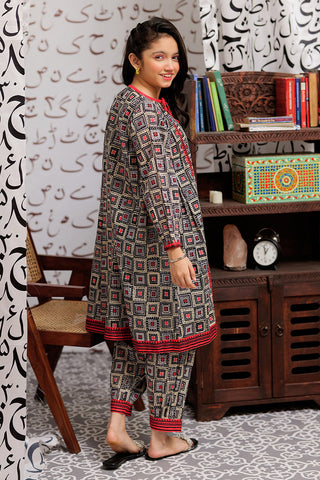 Picture of Senorita - GAC-02249 | Grey & Multicolor | Casual 2 Piece Suit | Cotton Lawn print - Available at Raja Sahib