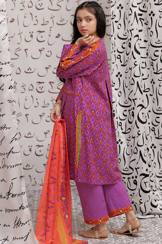 Picture of Senorita - GAD-02273 | Purple & Multicolor | Casual 3 Piece Suit  | Cotton Lawn Print - Available at Raja Sahib