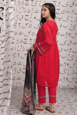 Picture of Senorita - GAD-02275 | Red & Multicolor | Casual 3 Piece Suit  | Cotton Lawn Print - Available at Raja Sahib