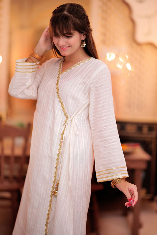 Picture of Senorita - GAD-02349 | White | Casual 3 Piece Suit  | Cotton Dobby - Available at Raja Sahib