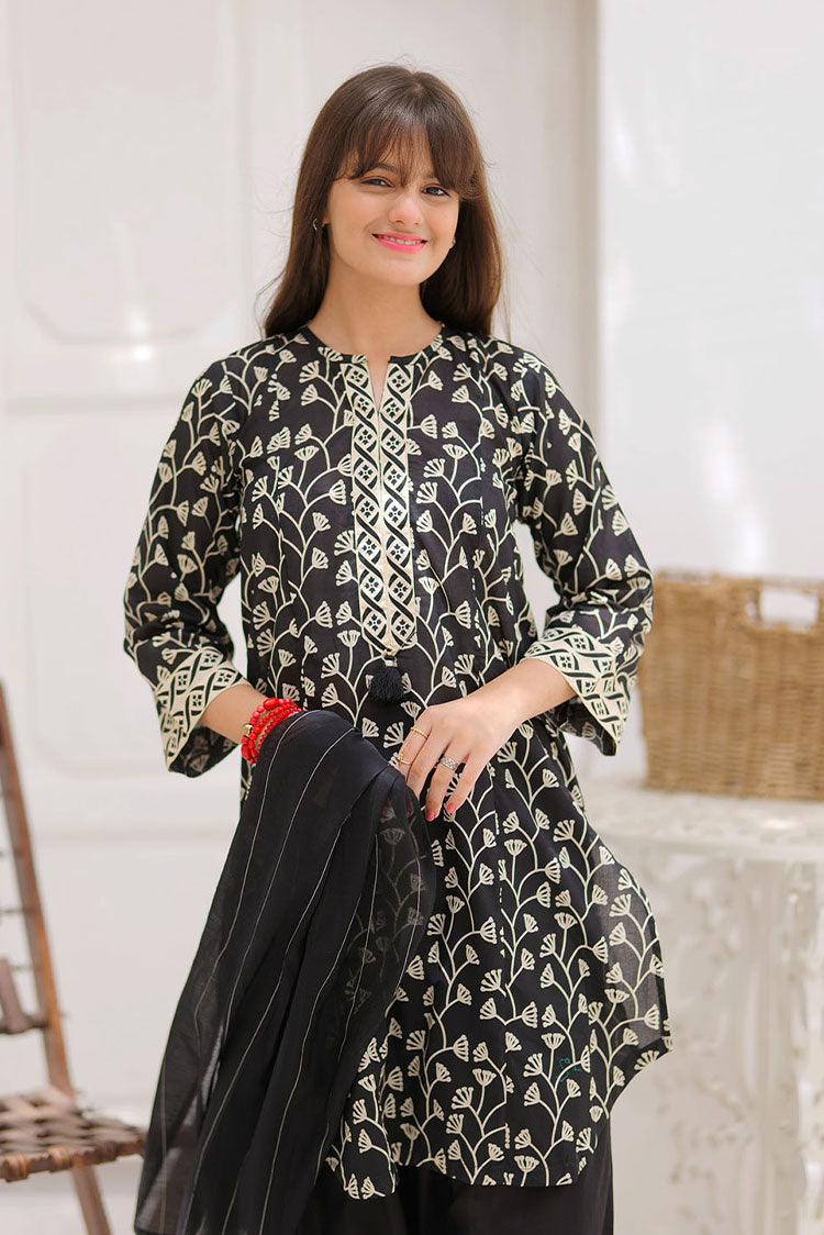 Picture of Senorita - GAD-02356 | Black & Multicolor | Casual 3 Piece Suit | Cotton Lawn Printed - Available at Raja Sahib