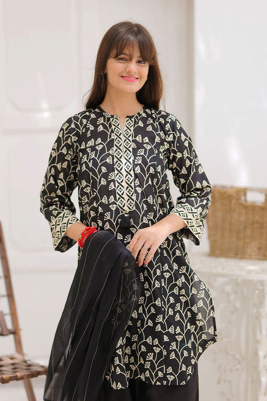 Picture of Senorita - GAD-02356 | Black & Multicolor | Casual 3 Piece Suit | Cotton Lawn Printed - Available at Raja Sahib