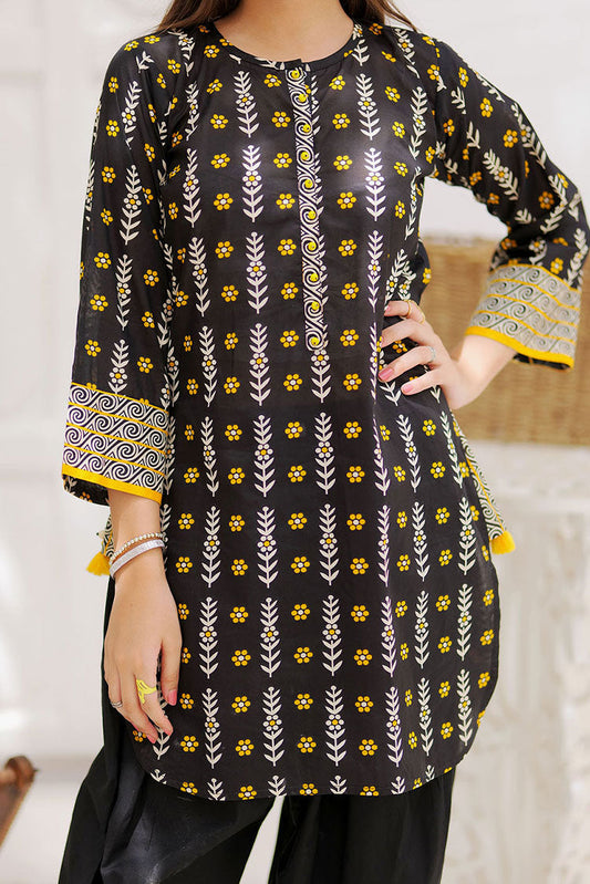 Picture of Senorita - GAD-02357 | Black & Multicolor | Casual 3 Piece Suit  | Cotton Lawn Printed - Available at Raja Sahib