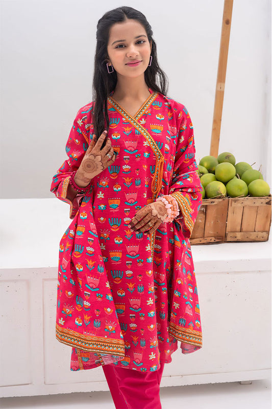 Picture of Senorita - GAD-02366 | Shocking Pink & Multicolor | Casual 3 Piece Suit | Cotton Khaddar Printed - Available at Raja Sahib