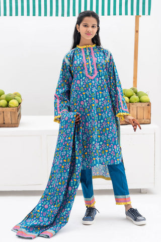 Picture of Senorita - GAD-02368 | Blue & Multicolor | Casual 3 Piece Suit | Cotton Khaddar Printed - Available at Raja Sahib