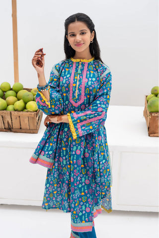 Picture of Senorita - GAD-02368 | Blue & Multicolor | Casual 3 Piece Suit | Cotton Khaddar Printed - Available at Raja Sahib