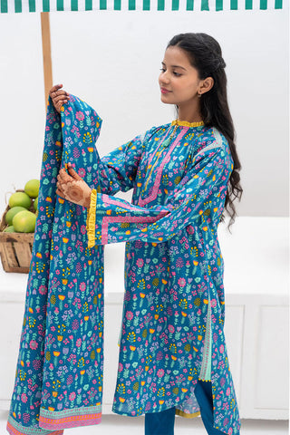 Picture of Senorita - GAD-02368 | Blue & Multicolor | Casual 3 Piece Suit | Cotton Khaddar Printed - Available at Raja Sahib