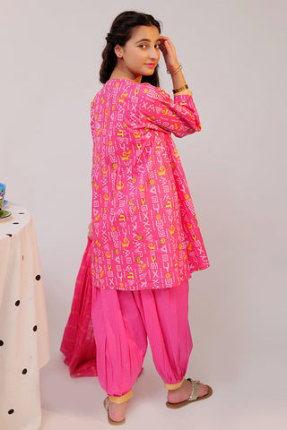 Picture of Senorita - GAD-02520 | Pink & Multicolor | Casual 3 Piece Suit | Cotton Cambric - Available at Raja Sahib