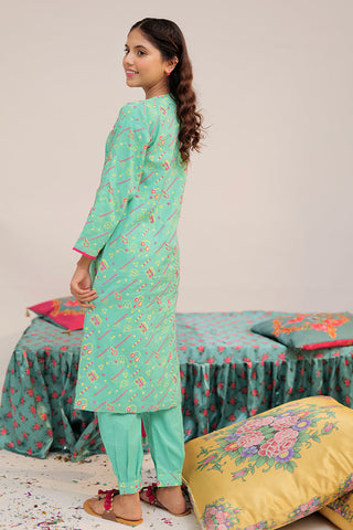 Picture of Senorita - GAD-02546 | Sea Green & Multicolor | Casual 3 Piece Suit | Cotton Cambric - Available at Raja Sahib