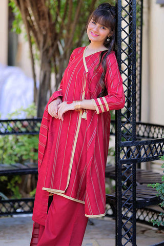 Picture of Senorita - GBD-02259 | Maroon & Gold | Casual 3 Piece Suit  | Cotton Dobby - Available at Raja Sahib