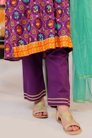 Picture of Senorita - GBD-02529 | Purple & Gold | Casual Plus 3 Piece Suit  | Cotton Gold Print Lawn - Available at Raja Sahib