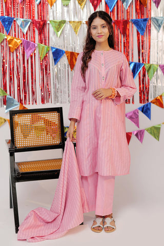 GBD-02603 | Pink & Silver | Casual Plus 3 Piece Suit  | Cotton Dobby Jacquard