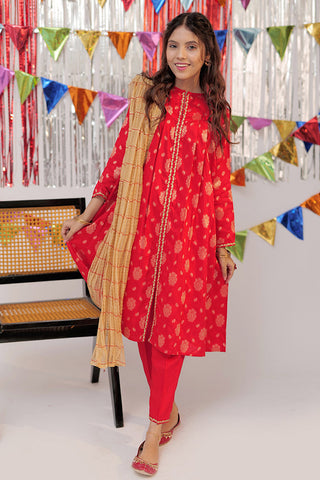 GBD-02604 | Red & Gold | Casual Plus 3 Piece Suit  | Viscose Cotton Dobby Jacquard