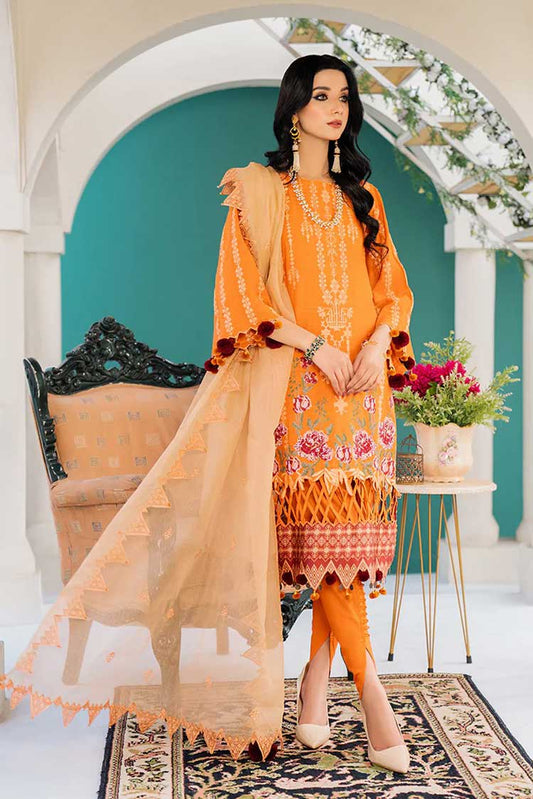 Picture of Hemstitch - Marigold Arzu Luxury Lawn Collection - Available at Raja Sahib