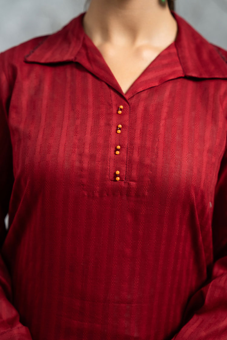 Picture of Hemstitch - Basic Pret Collection - Basic Maroon - Available at Raja Sahib