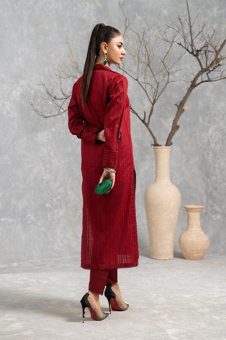 Picture of Hemstitch - Basic Pret Collection - Basic Maroon - Available at Raja Sahib