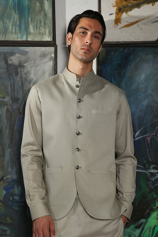 Picture of Istor - Waistcoat | Cardoba | Cement | IST-145 - Available at Raja Sahib