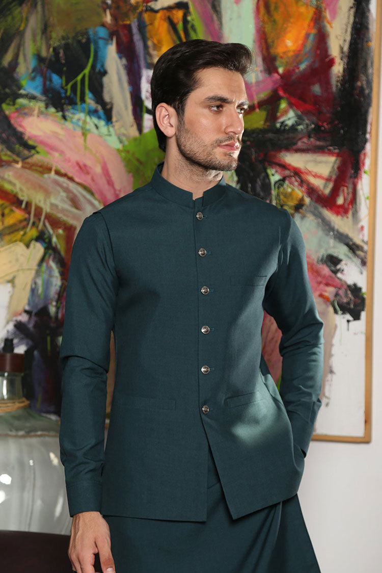 Picture of Istor - Waistcoat | Paramount | Bottle Green | IST-150 - Available at Raja Sahib