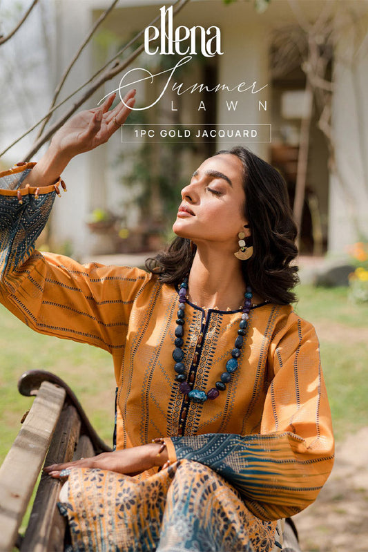 Picture of Ellena - Gold Jacquard Kurti Collection - Available at Raja Sahib