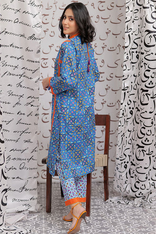 LAC-02164 | Blue & Multicolor | Casual 2 Piece Suit  | Cotton  Lawn Print