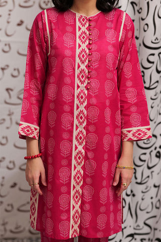 LAC-02250 | Shocking Pink | Casual 2 Piece Suit  | Cotton Lawn Print