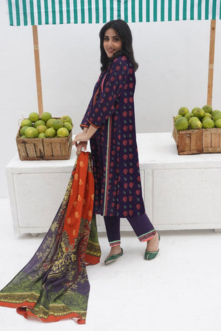 Picture of Senorita - LAD-02400 | Purple & Multicolor | Casual 3 Piece Suit | Cotton Khaddar Printed - Available at Raja Sahib