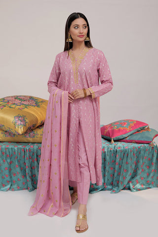 LBD-02559 | Pink & Multicolor | Casual plus 3 Piece Suit  | Cotton Yarn dyed Jacquard