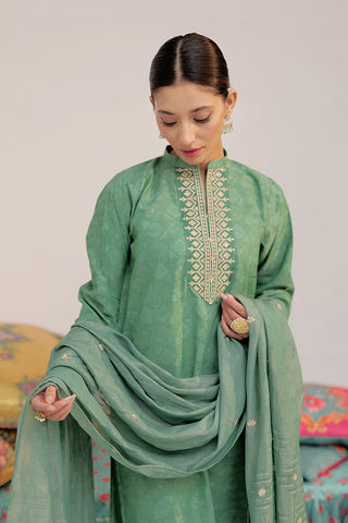 LBD-02565 | Green & Gold | Casual plus 3 Piece Suit  | Cotton Yarn dyed Jacquard