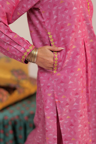 LBD-02567 | Shocking Pink & Gold | Casual plus 3 Piece Suit  | Cotton Yarn dyed Jacquard