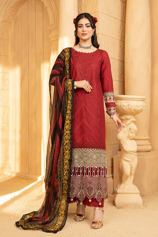 Picture of Hemstitch - Luxury Lawn Collection - Cherry - Available at Raja Sahib