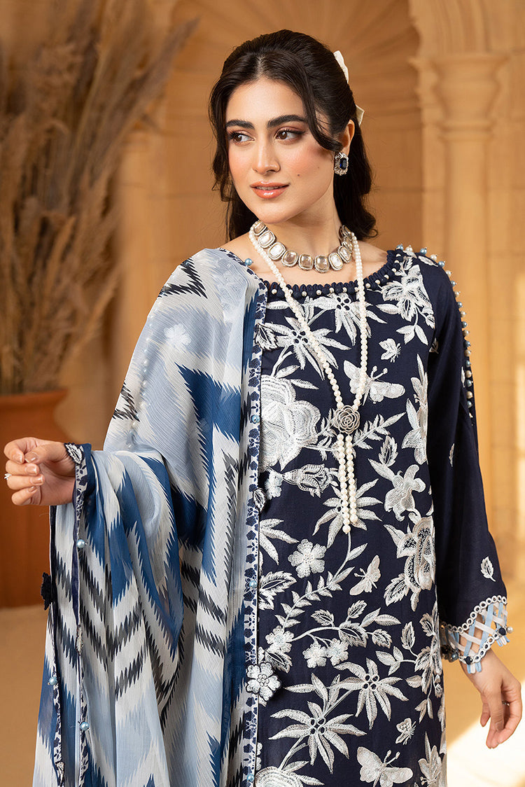 Picture of Hemstitch - Luxury Lawn Collection - Ice Blue - Available at Raja Sahib