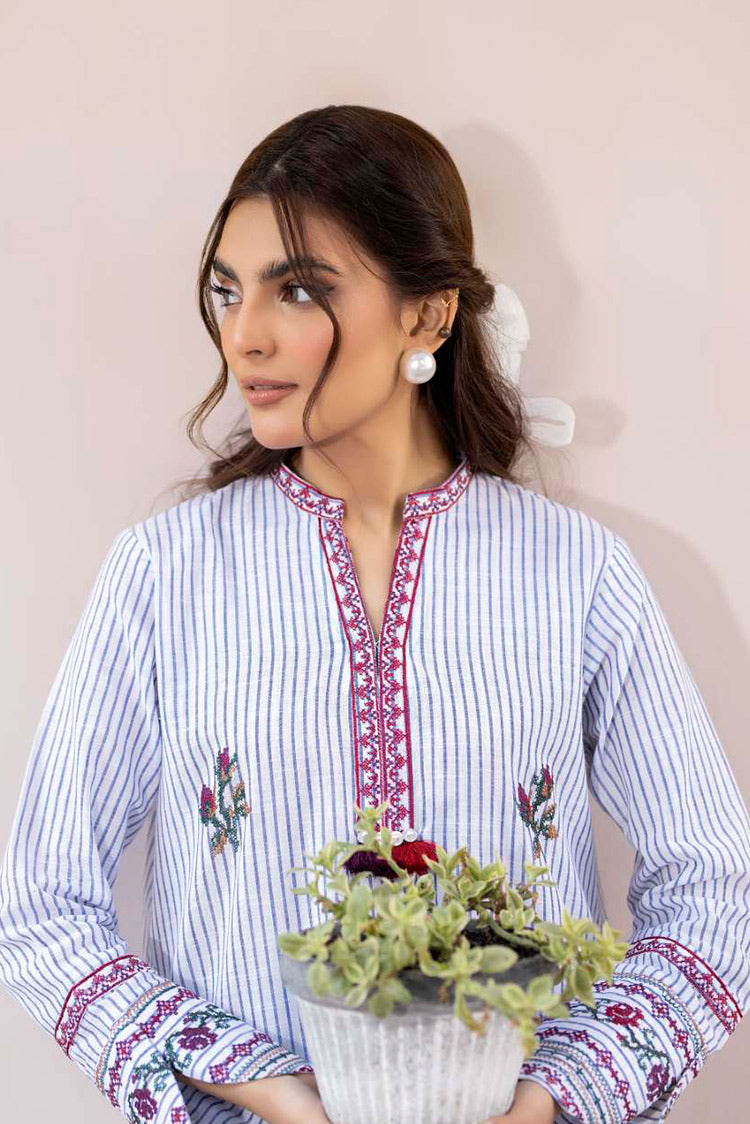 Picture of La Rosaa - Spring Summer RTW Collection - Blue Stripes - 2Pc - Available at Raja Sahib