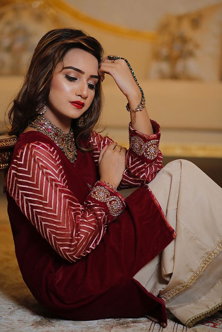 Picture of RJS Pret - Winternalia RTW Collection - Magenda Charm Velvet - Available at Raja Sahib