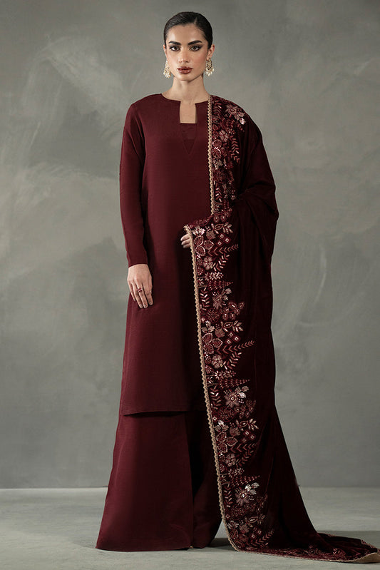 Picture of Maroon Velvet Shawl - Available at Raja Sahib