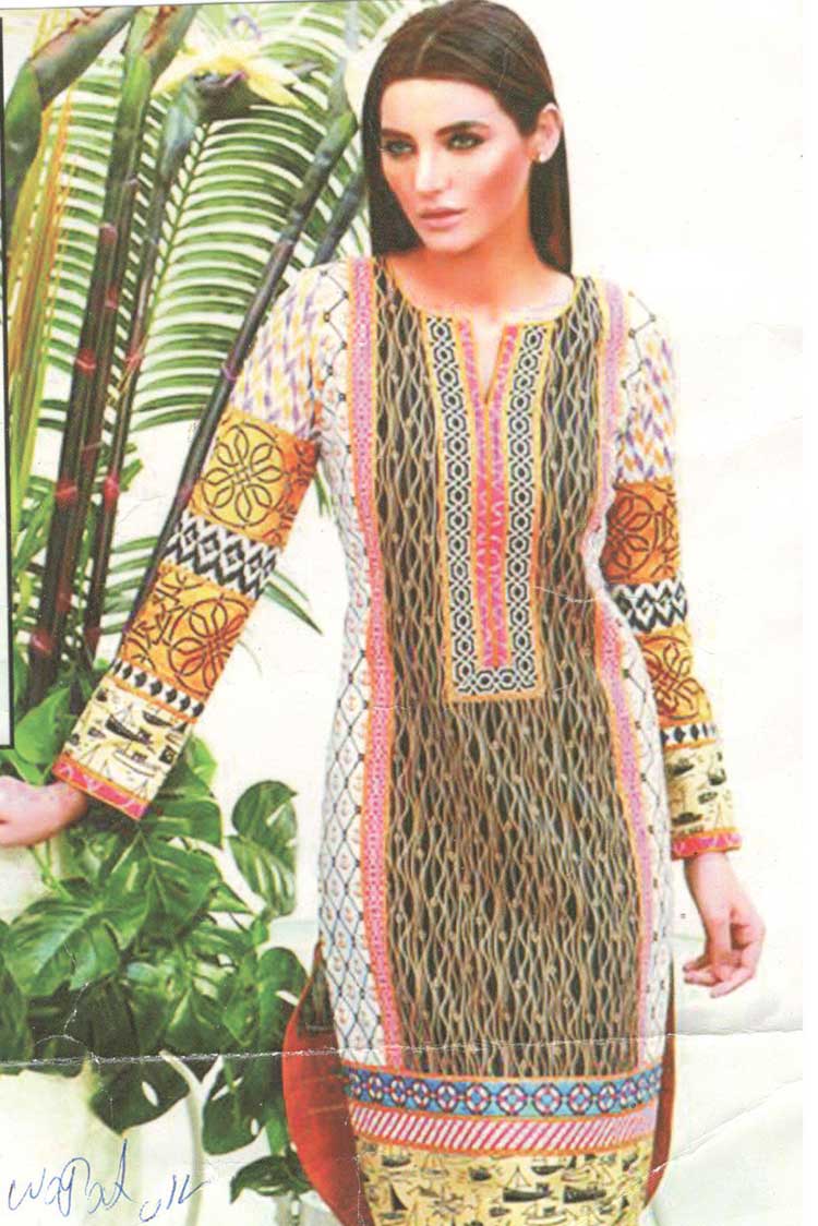 Picture of Shaista - Design 5B Peach Affair Embroidered Kurti Collection Vol 1 - Available at Raja Sahib