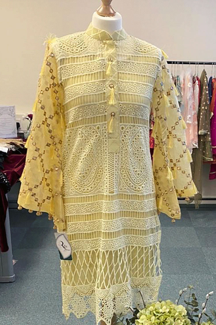 Picture of RJS Pret - Grandiose - Lacy Dream Kurta Yellow - Available at Raja Sahib