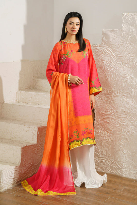 Picture of RJS Pret - Neo RTW Collection - Orangey Pink - Available at Raja Sahib