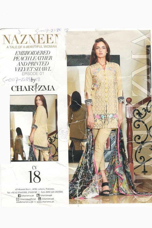 Picture of Charizma - CV 18 Nazneen Embroidered Peach Leather Collection - Available at Raja Sahib