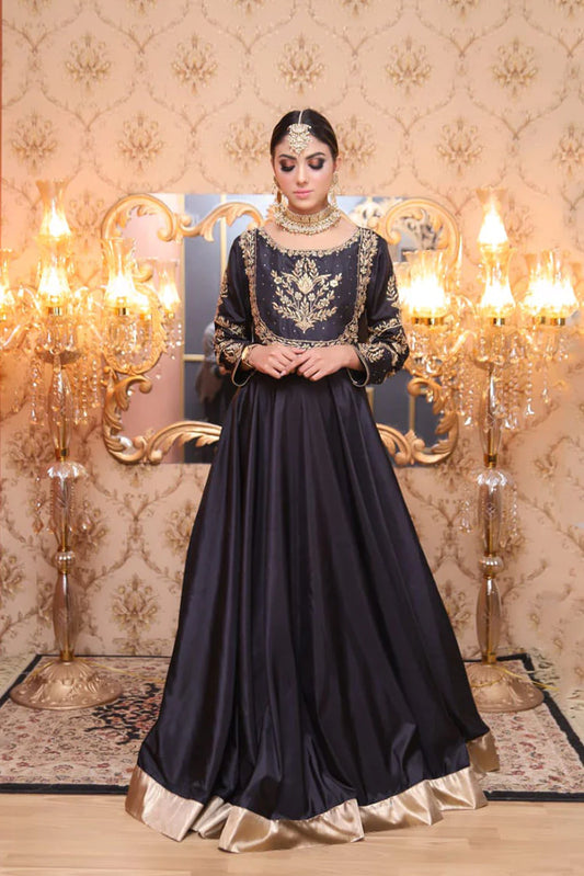 Picture of Maryam Malik Luxury Pret - Sable (Only Black Pishwas With Golden Tilla) - Available at Raja Sahib