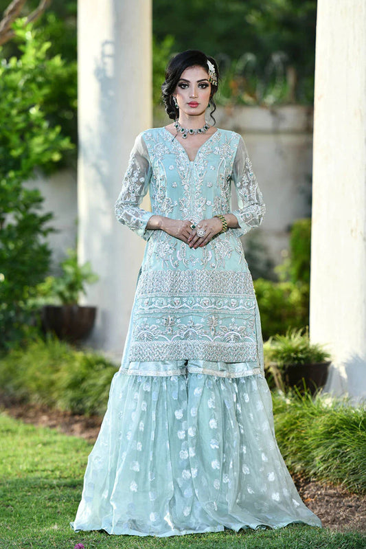 Picture of Maryam Malik Bridals - Singhaar (Mint Green Shirt With Gharara & Dupatta) - Available at Raja Sahib