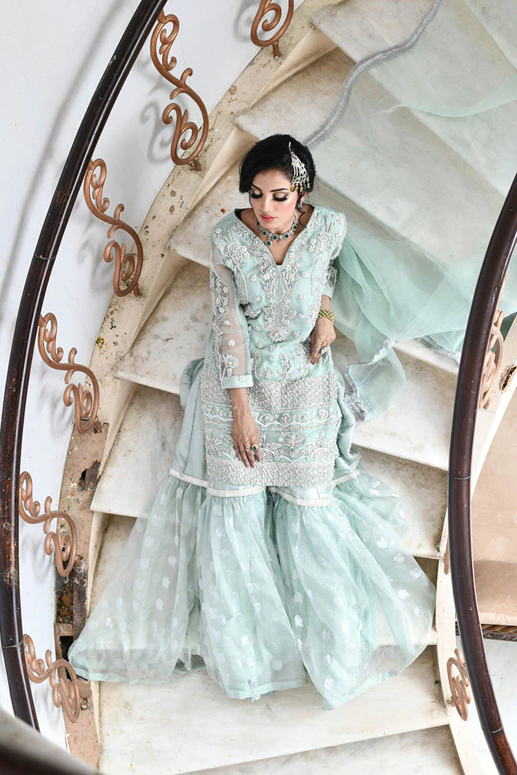 Picture of Maryam Malik Bridals - Singhaar (Mint Green Shirt With Gharara & Dupatta) - Available at Raja Sahib