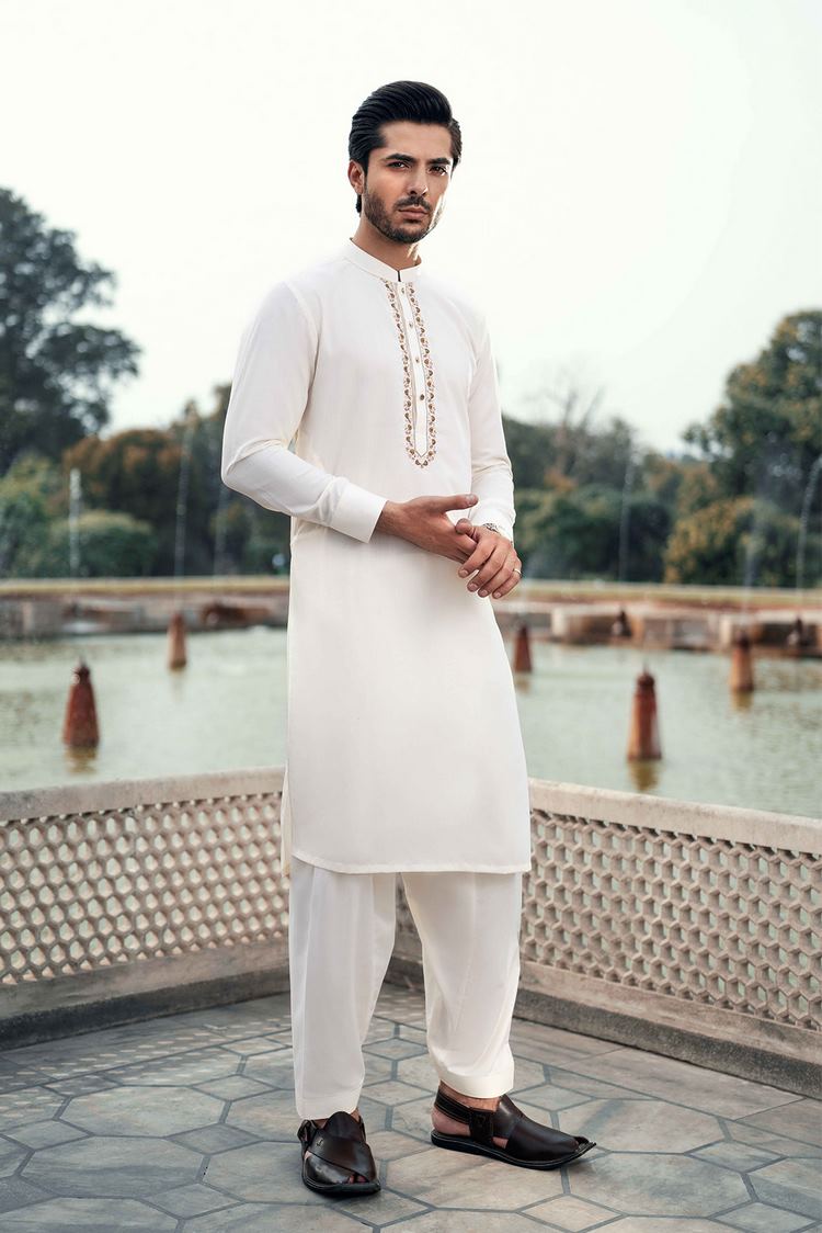 Picture of Dynasty - Embroidered Wash & Wear Shalwar Kameez - Available at Raja Sahib