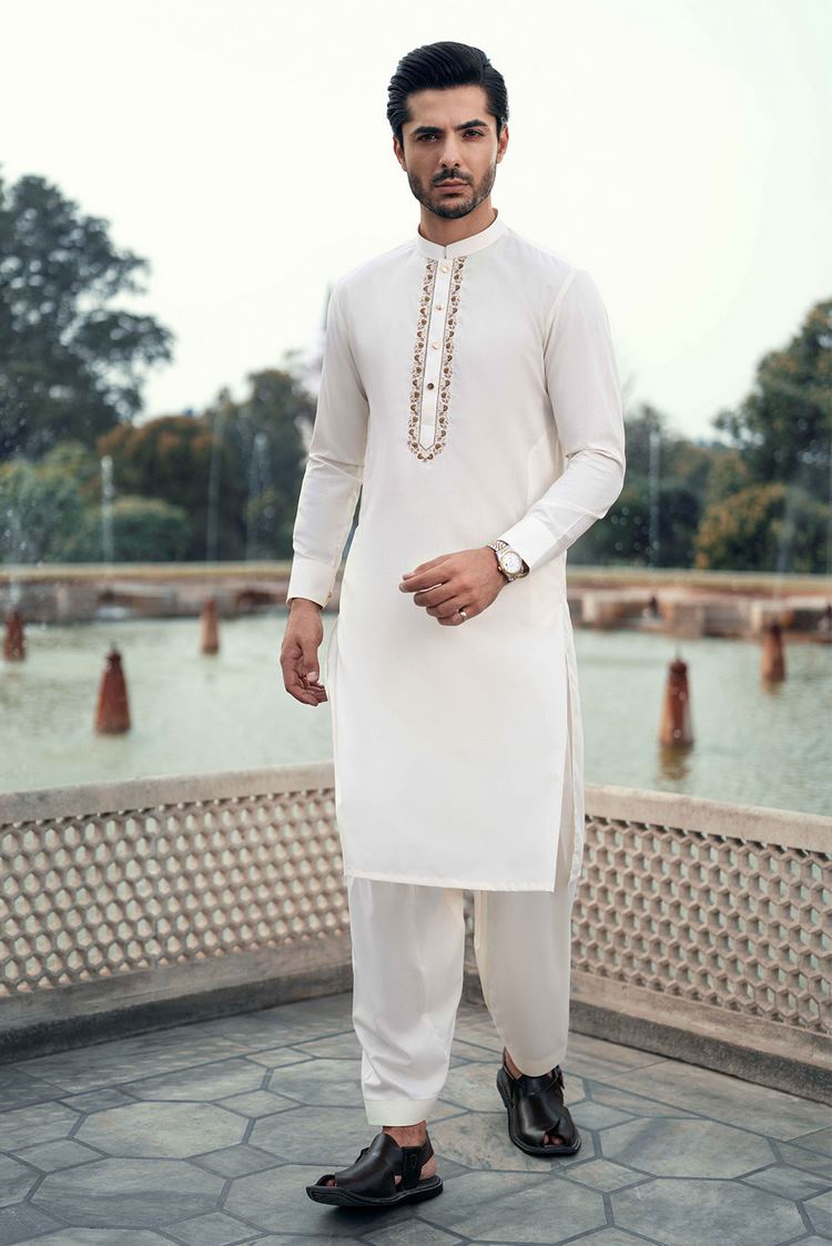 Picture of Dynasty - Embroidered Wash & Wear Shalwar Kameez - Available at Raja Sahib