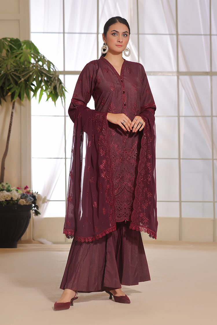 Picture of Safwa - Aura 3 Piece Masuri Premium Embroidered Collection - SUC-07 - Available at Raja Sahib