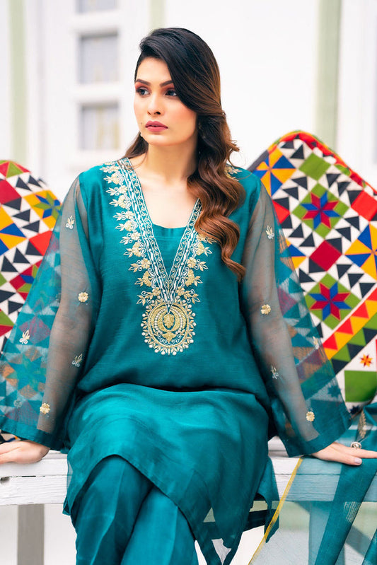 Picture of PSK Couture - Qaus e Qaza Festive Allure Collection - Teal Tempest - Available at Raja Sahib