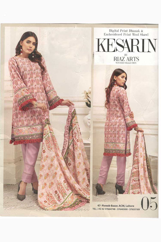 Picture of Riaz Arts - Design 05 Kesarin Digital Printed Dhanak Collection - Available at Raja Sahib