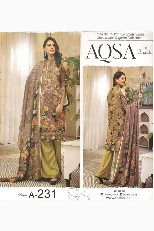 Picture of Shaista - Design 231 Aqsa Cotail Digital Print Embroidered Collection - Available at Raja Sahib