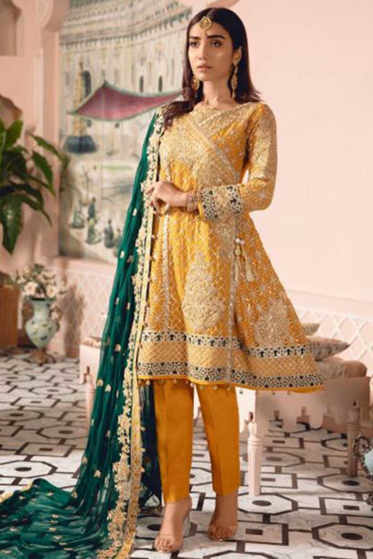 Picture of Maryum N Maria - Green Yelleit (FE-02) Freesia Premium Chiffon Collection - Available at Raja Sahib