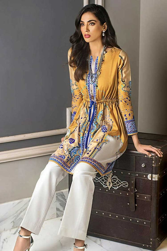 Picture of Gul Ahmed - 1 PC Printed Cotton Satin Kurti DCSS 12 Shaleen Luxury Collection - Available at Raja Sahib