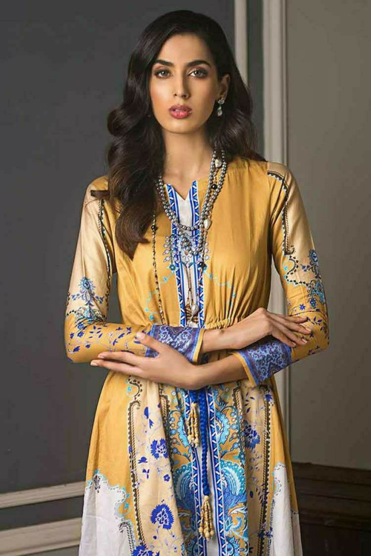 Picture of Gul Ahmed - 1 PC Printed Cotton Satin Kurti DCSS 12 Shaleen Luxury Collection - Available at Raja Sahib